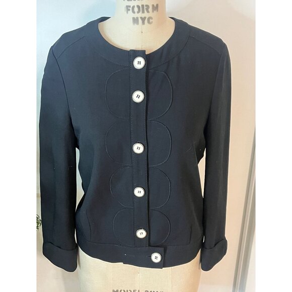 Vintage MARC BY MARC JACOBS Wool Blend Cropped Collarless Suit Jacket Size 10 - Picture 2 of 7